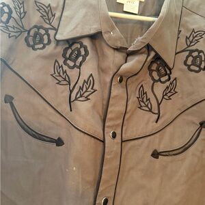 Men's Western Floral Embroidered Dress Shirt